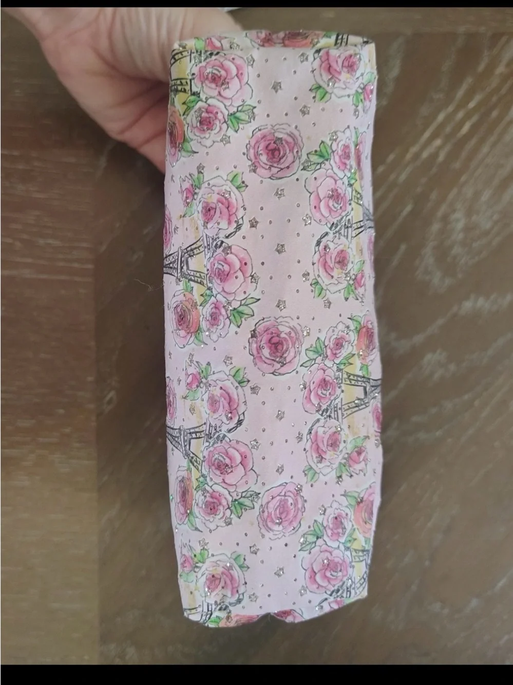 Pink Eiffel Tower & Rose Print Accessory Pouch